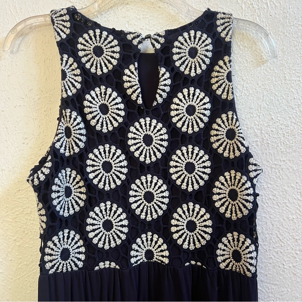 Boden navy blue crochet bodice sleeveless midi dress - Picture 9 of 11